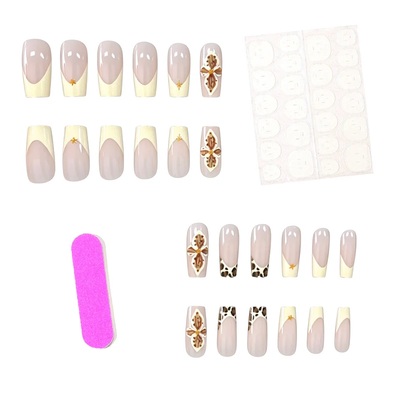 Decorative Acrylic Nail Extensions with Floral and Leopard Design Stornfield