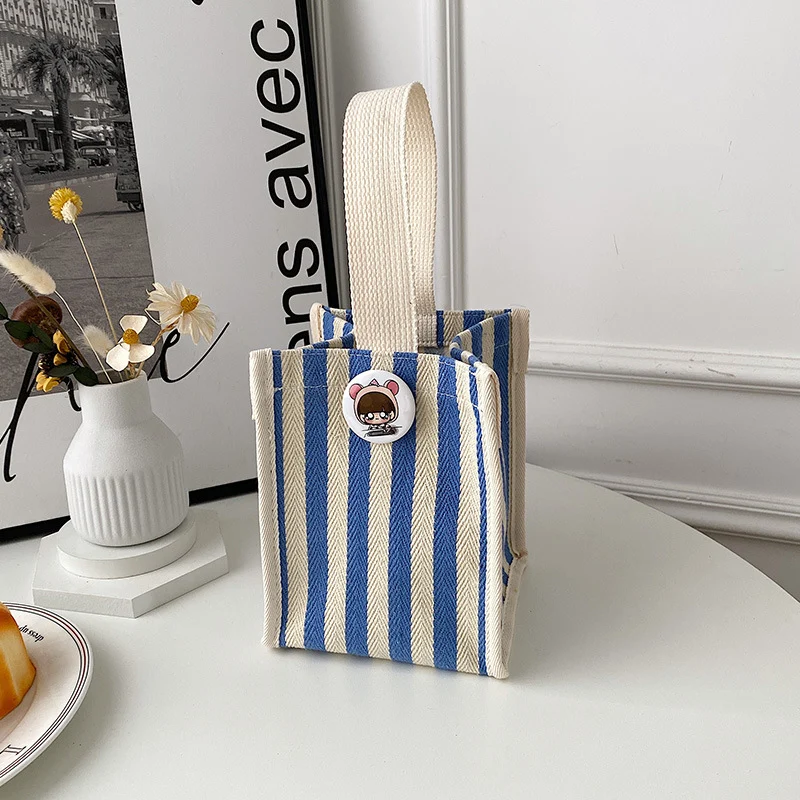 Striped Canvas Tote Bag