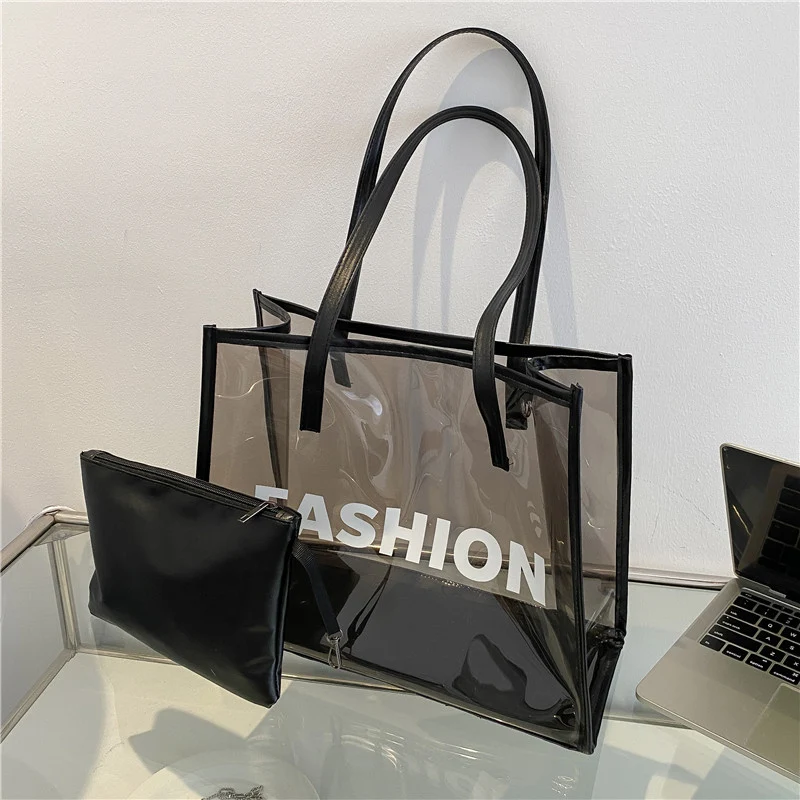 Modern Transparent Tote Bag with Pouch