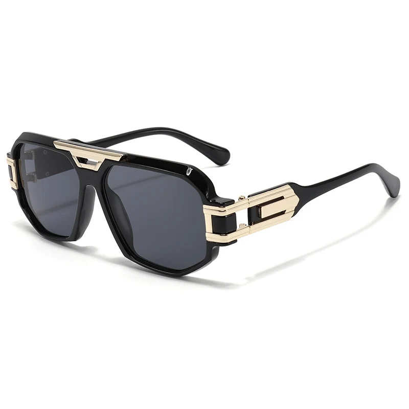 Statement Square Frame Sunglasses with Decorative Gold Accents Stornfield