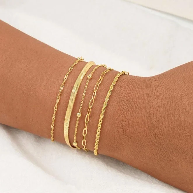 Layered Silver Chain Bracelet Set Stornfield