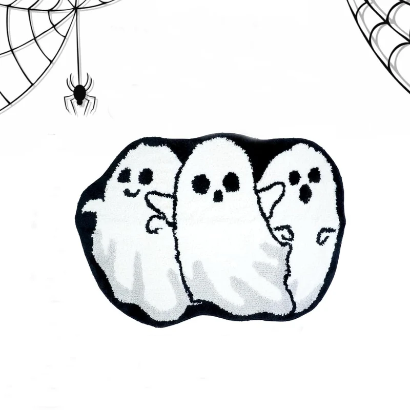 Ghost-Themed Plush Bath Mat Stornfield