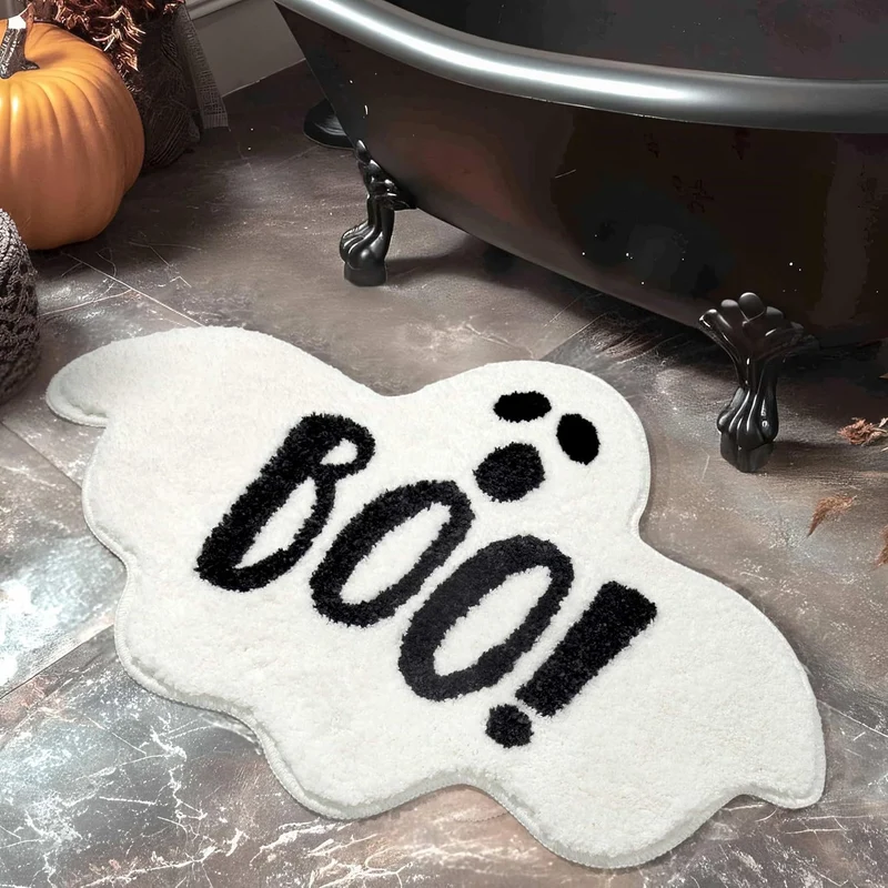 Ghost-Themed Plush Bath Mat Stornfield