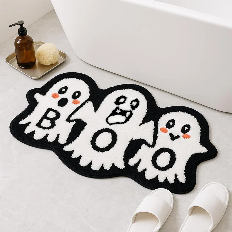 Ghost-Themed Plush Bath Mat Stornfield