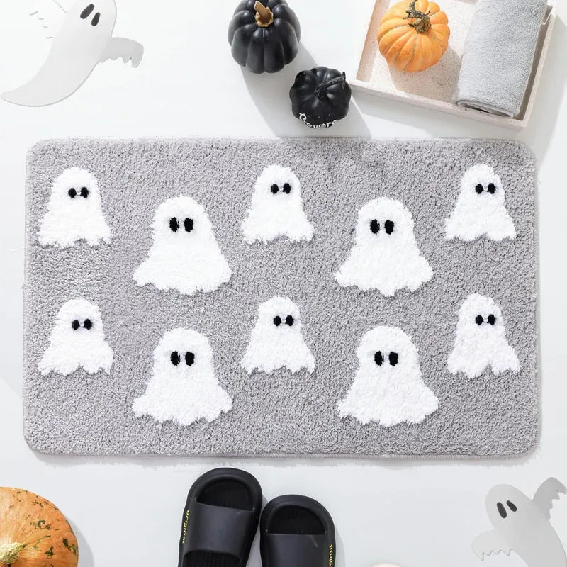 Ghost-Themed Plush Bath Mat Stornfield