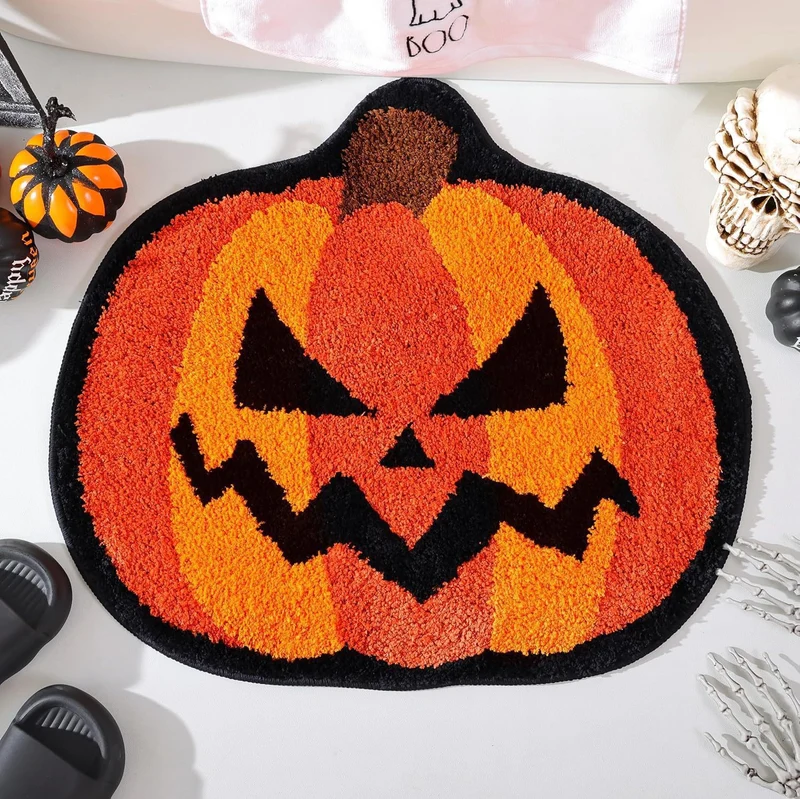 Ghost-Themed Plush Bath Mat Stornfield
