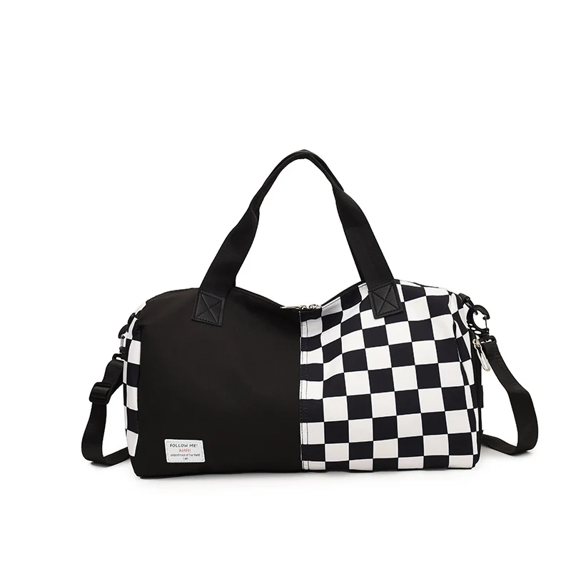 Checkered Pattern Durable Travel Duffel