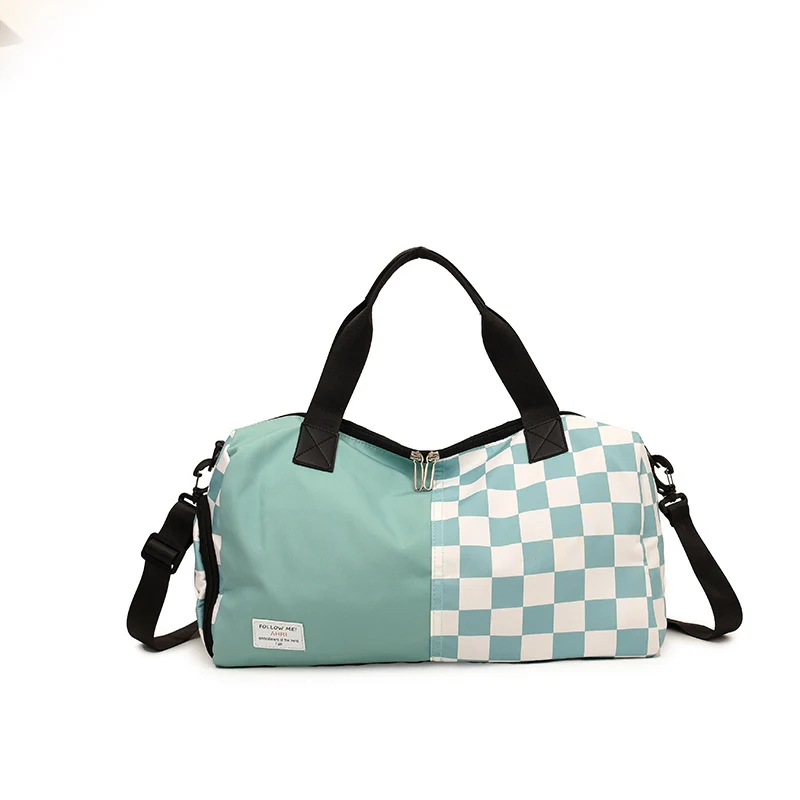 Checkered Pattern Durable Travel Duffel