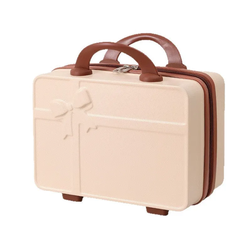 structured hard-shell cosmetic travel case with embossed bow and dual top handles Stornfield