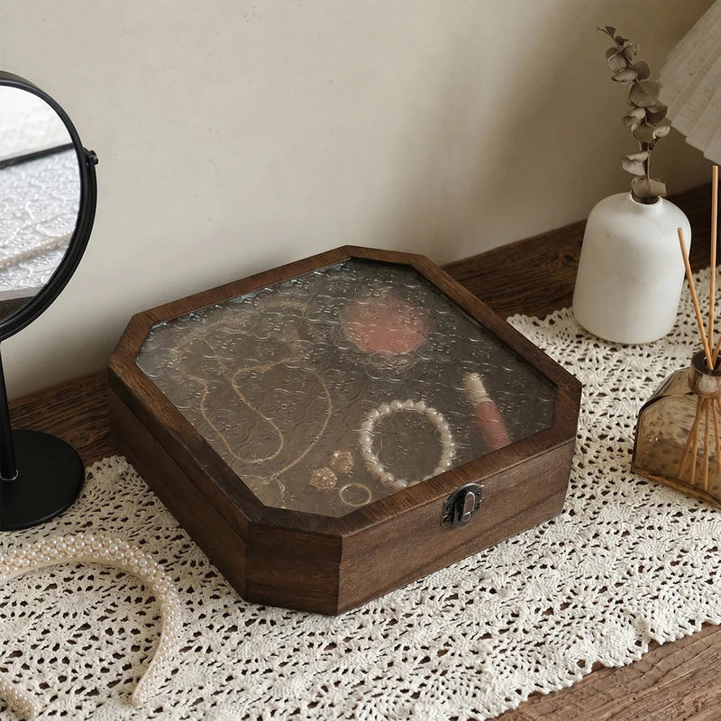Vintage Octagonal Wooden Jewelry Box