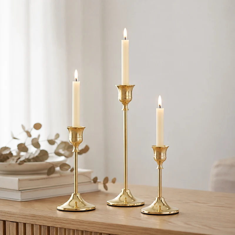 Elegant Gold Candle Holders Set