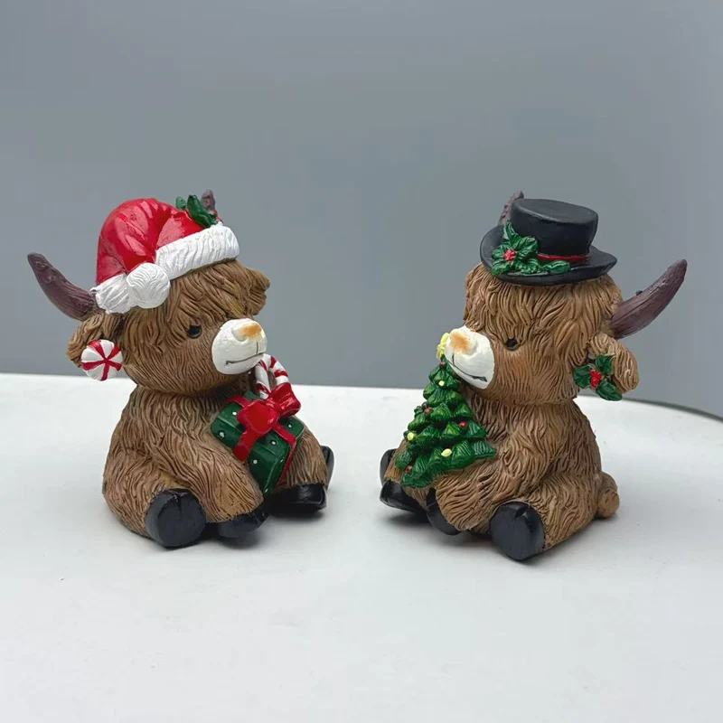 Dekorative Highland Cow Figur Karnz