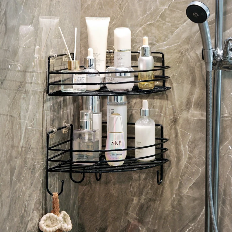 Corner shower storage basket