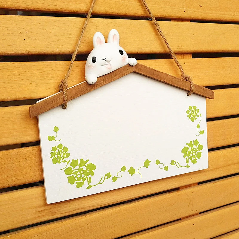 Funny Hanging Decor Sign with Rabbit and Bird Design