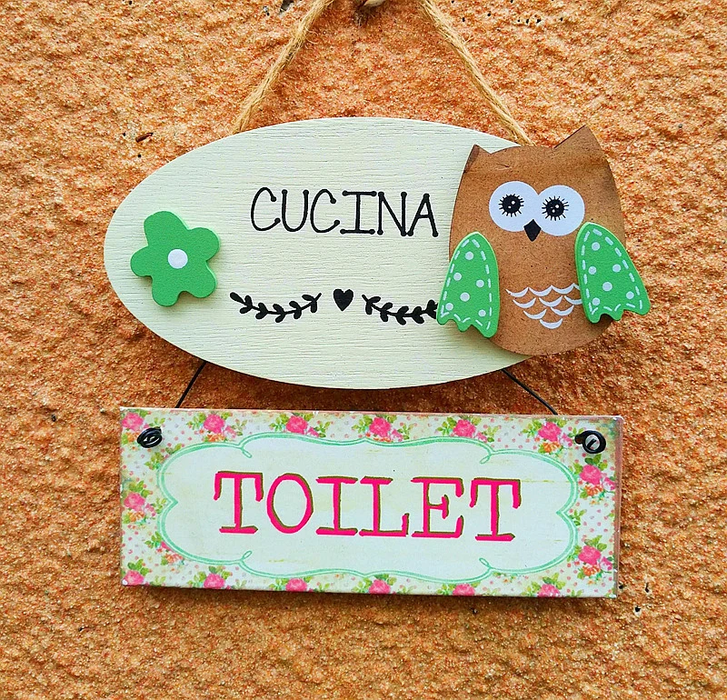 Decorative Owl-Themed Bathroom Sign