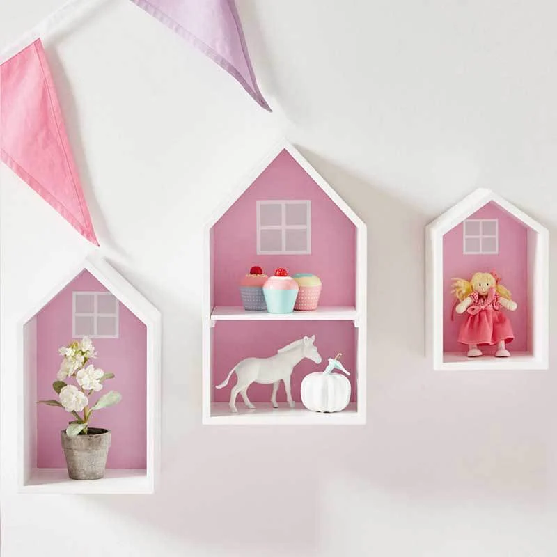 Decorative Multi-Compartment House-Shaped Shelf