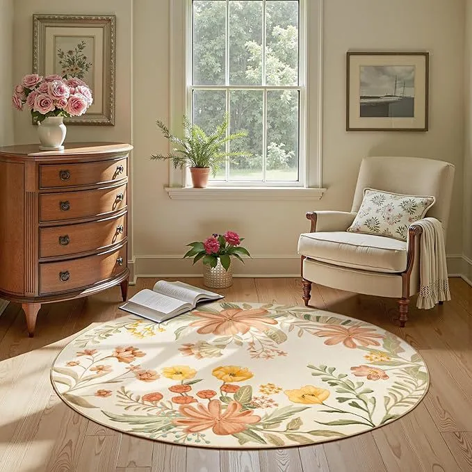 Round Flower Pattern Rug