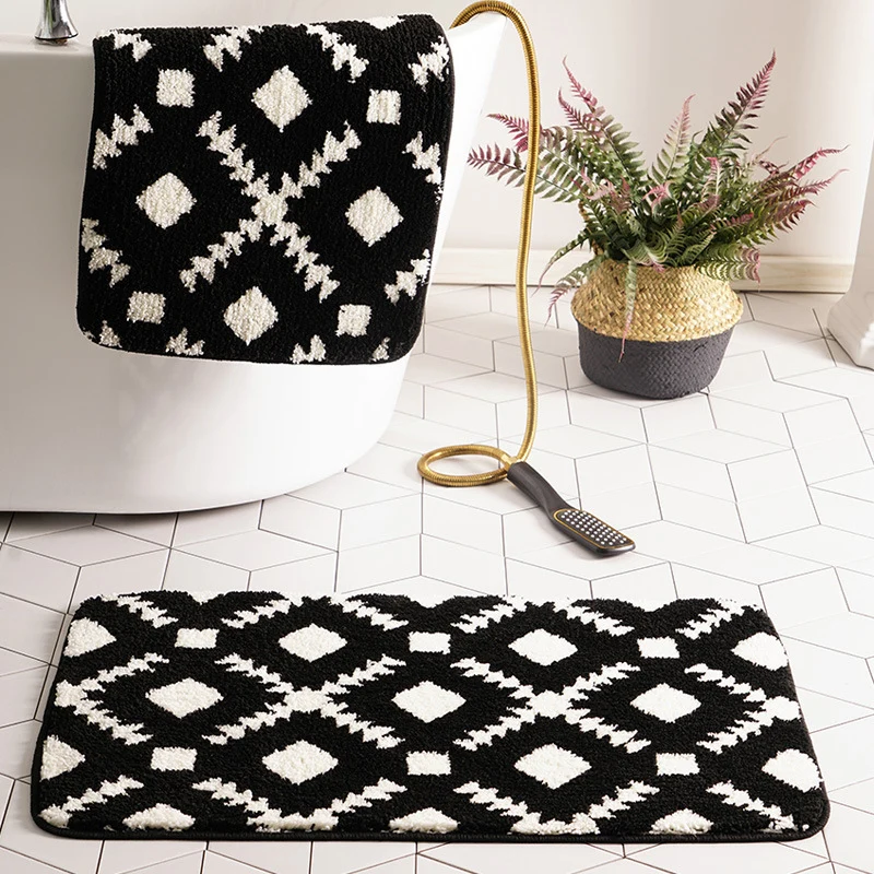 Plush Diamond Pattern Bath Mat