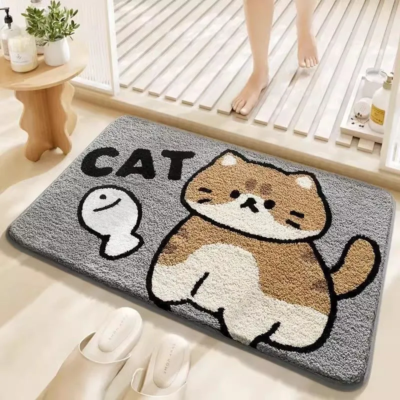 Plush Cat Theme Bath Mat