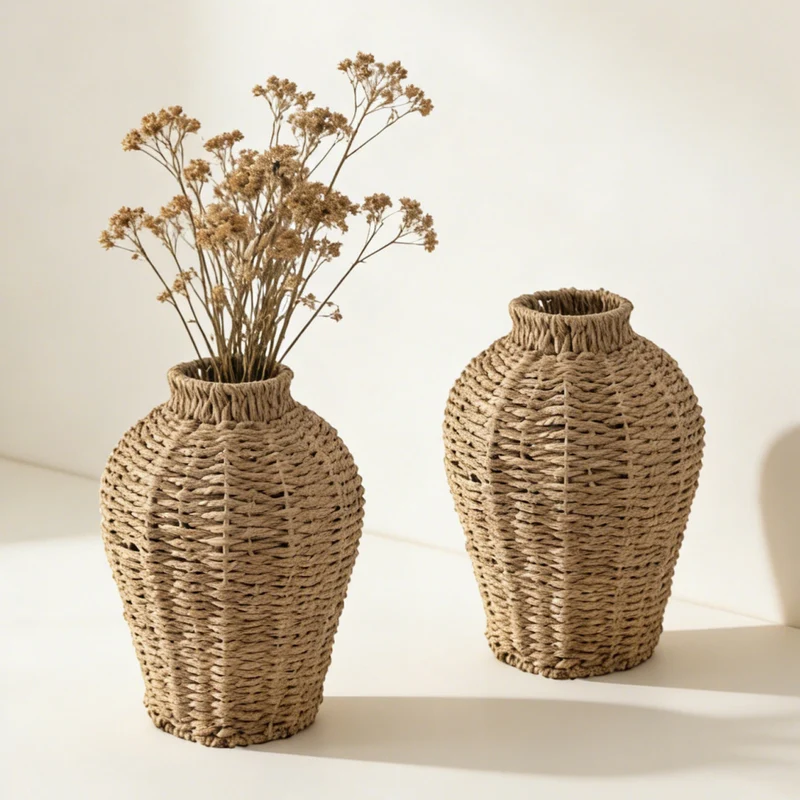 Dekorative Korbvase aus geflochtenem Naturmaterial Karnz