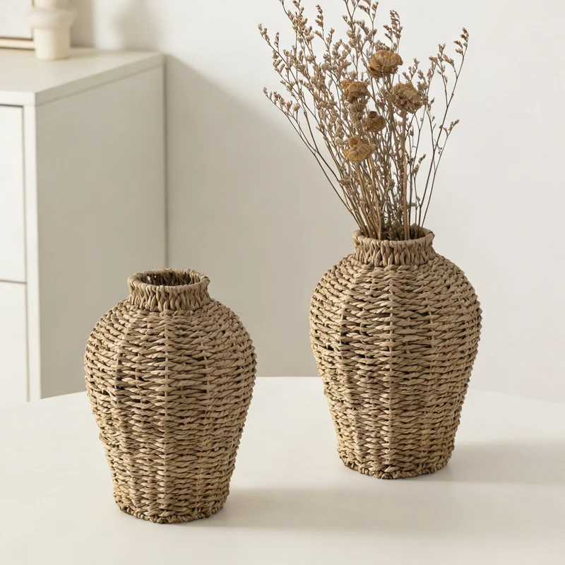 Dekorative Korbvase aus geflochtenem Naturmaterial Karnz