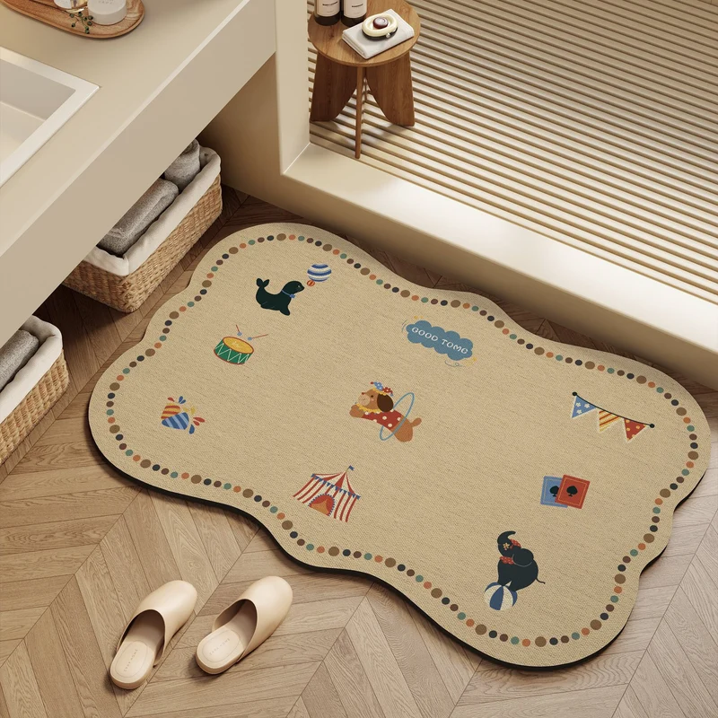 Playful dog-themed bath mat