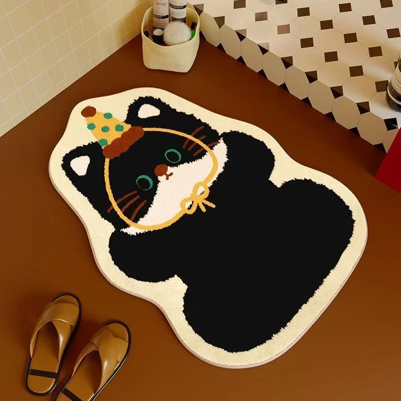 Playful Cat Theme Bath Mat