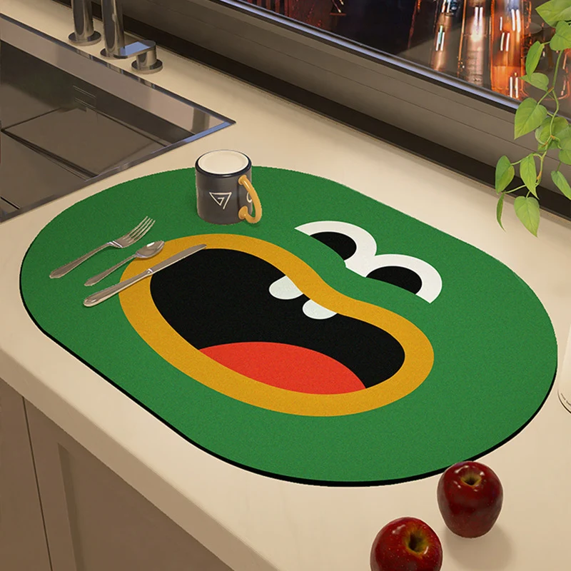 Playful Cartoon-Theme Kitchen Mat