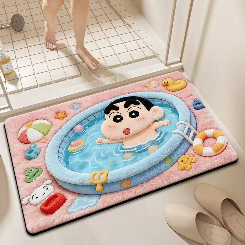 Playful cartoon-themed bath mat