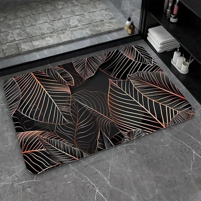 Luxurious Leaf Pattern Bath Mat