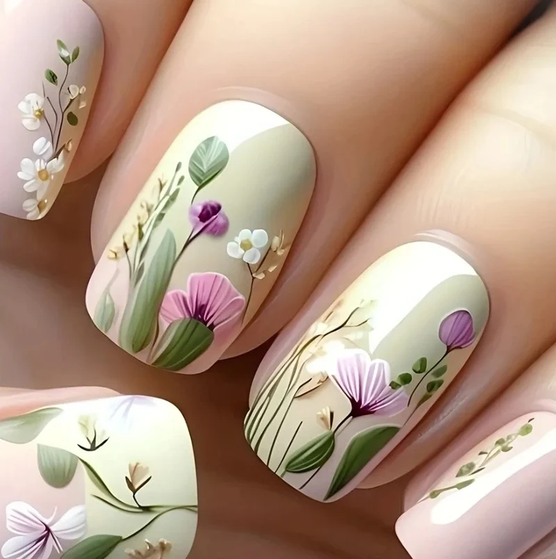Floral Artistry Acrylic Nail Enhancements Stornfield