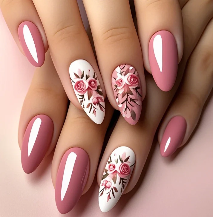 Floral Articulated Acrylic Nail Extensions Stornfield