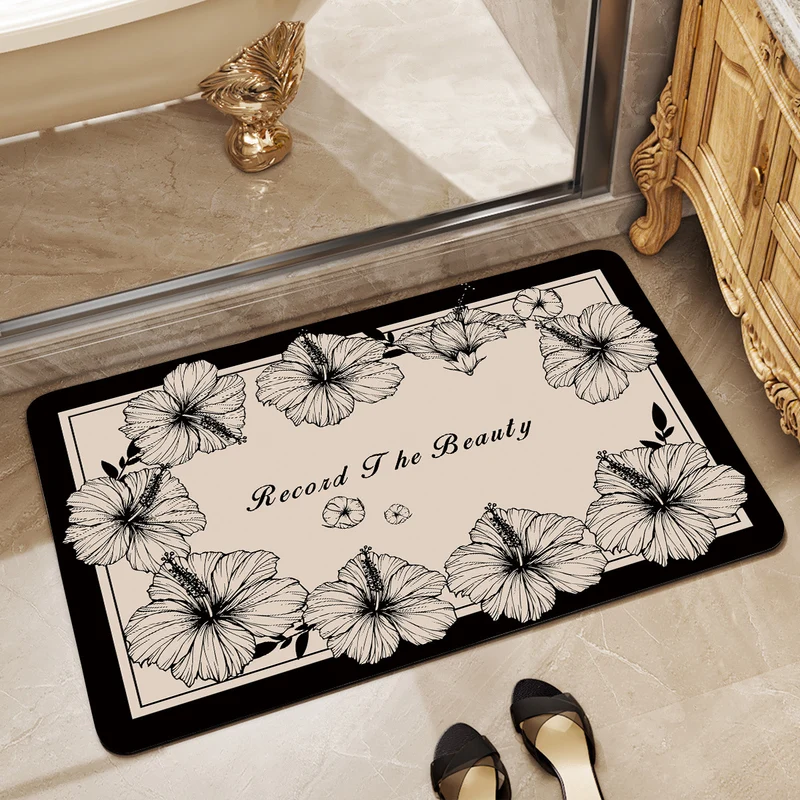 Flower Print Bath Mat