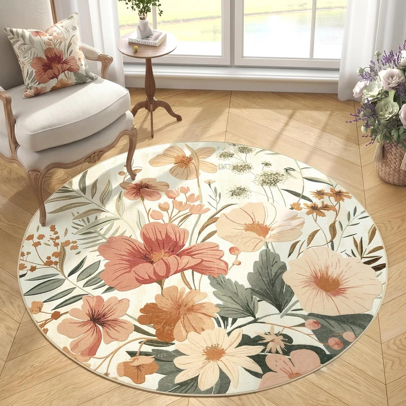 Flower print Round Rug