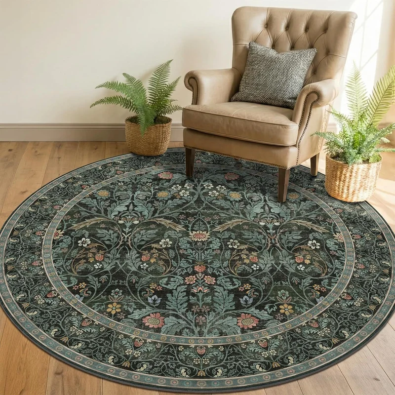 Flower print Round Rug