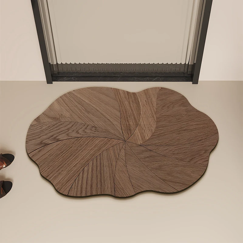 Flower Motif Bamboo Fiber Bath Mat