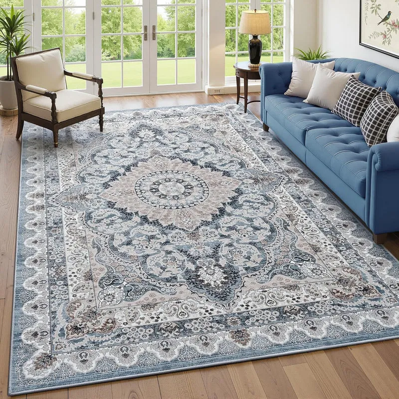 Elegant Vintage-inspired Polyester Rug
