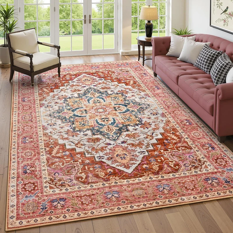 Elegant Vintage-inspired Polyester Rug