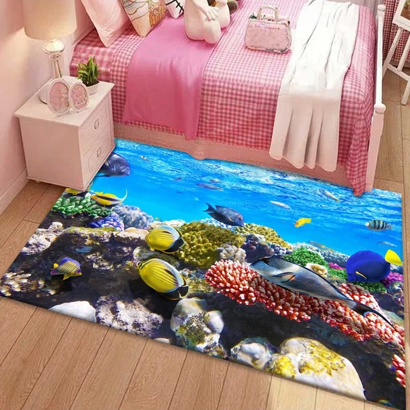 Coral Reef Ocean Scene Rug