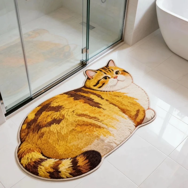 Cat-shaped Plush Bath Mat