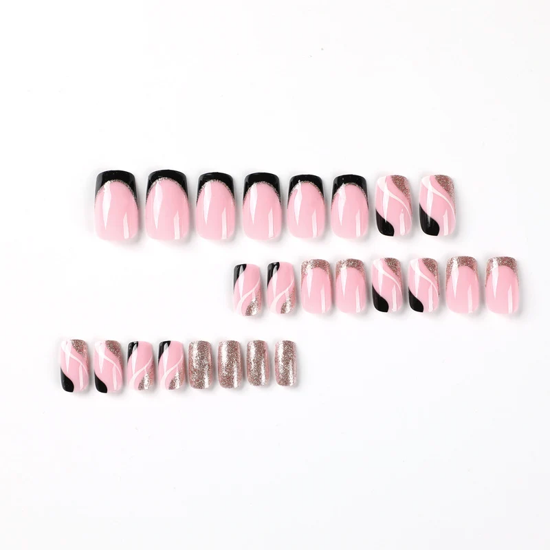 Trendy Nail Art with Glitter and Wave Accents Stornfield