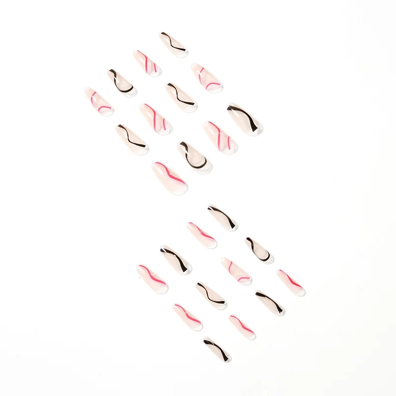 Trendy Artificial Nails with Wave Design Stornfield