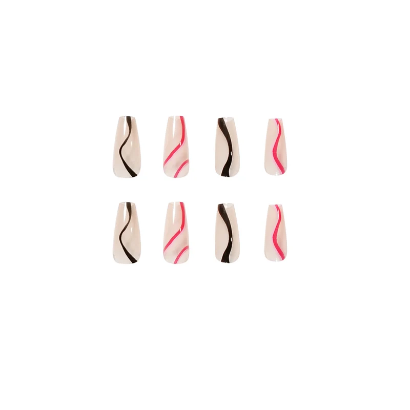 Trendy Artificial Nails with Wave Design Stornfield