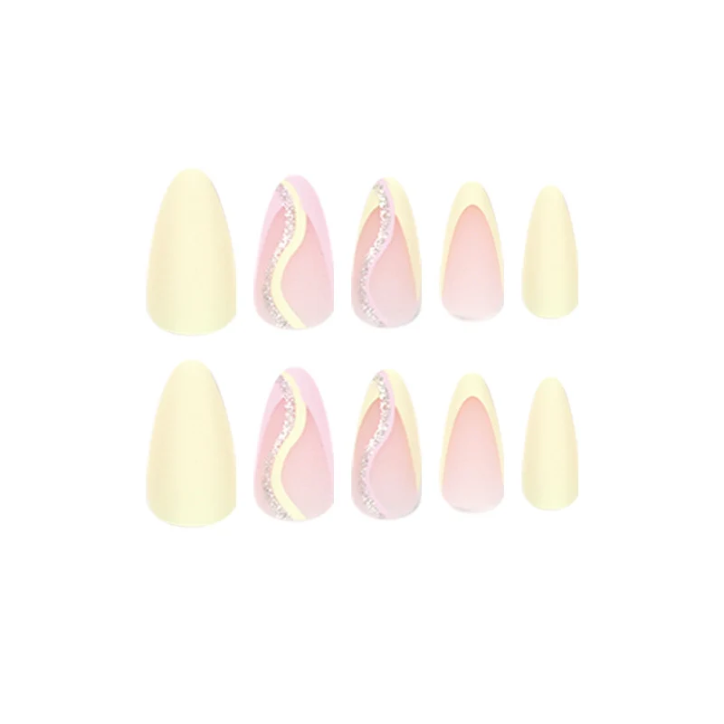 Stylish artificial nails with elegant wave pattern and matte finish Stornfield