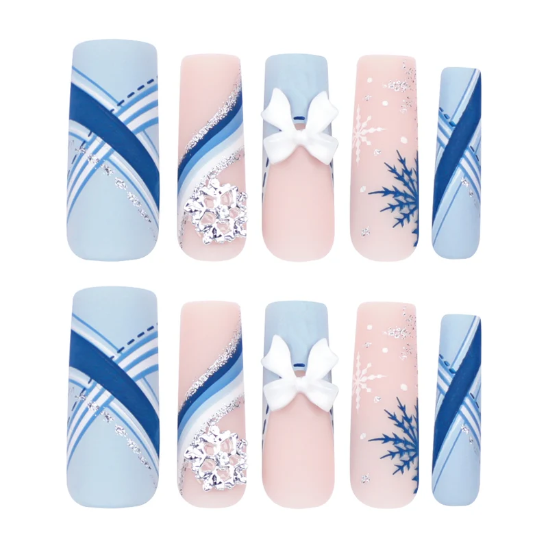 Premium Nail Extensions with Luxurious Winter Design Stornfield