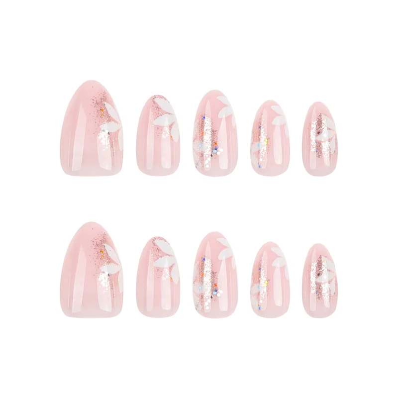 Premium Nail Art with Floral Design and Glitter Accents Stornfield