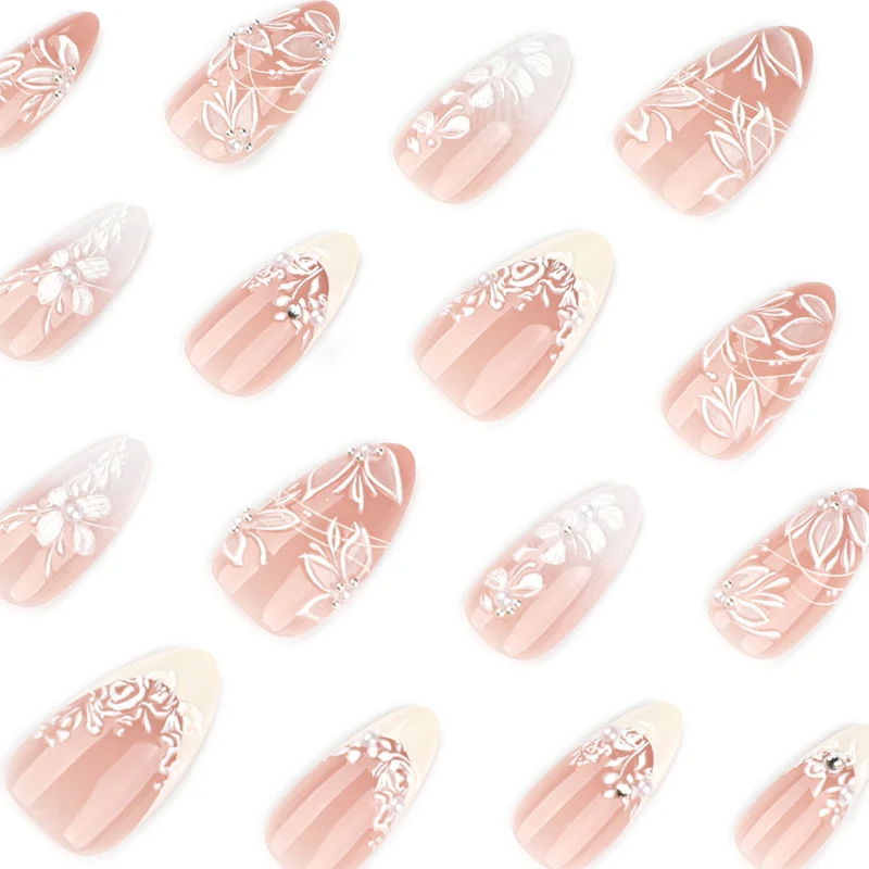Premium Nail Art with Floral Design and Glittering Accents Stornfield
