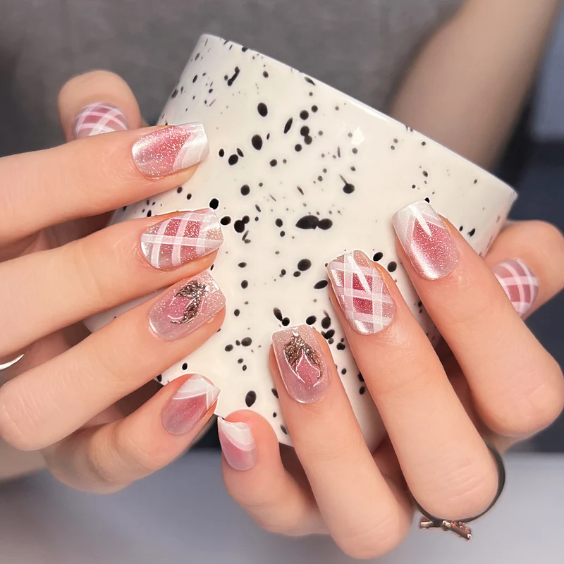 Nail art set with glamorous glitter and diagonal design Stornfield