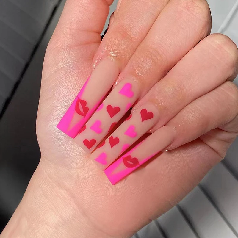 Nail art with heart and lip designs Stornfield