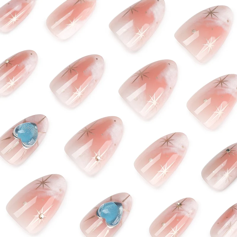 Nail design with decorative hearts and glitter accents Stornfield